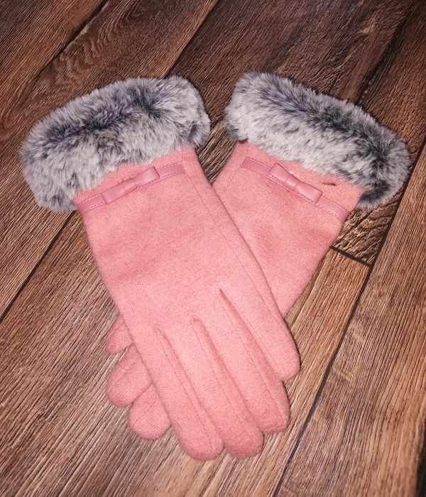 Дорослі, Рожеві рукавички, перчатки, з пухом