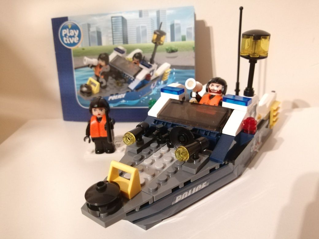 Łódź policyjna, motorówka, policja, play tive,klocki kompatybilne Lego