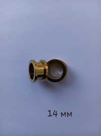 Тоннели в уши золотой цвет 14 мм