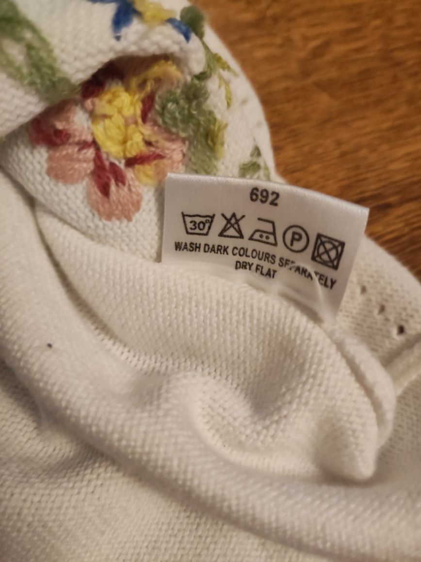 Vintage sweterek/bluzka/podkoszulek motyw kwiatowy m/l