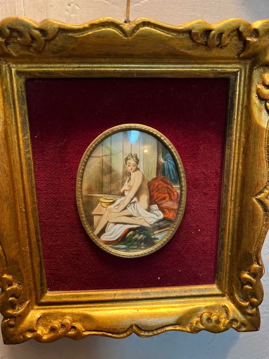 Antyczny  miniaturowy potret młodej kobiety , Francja pocz. XXw