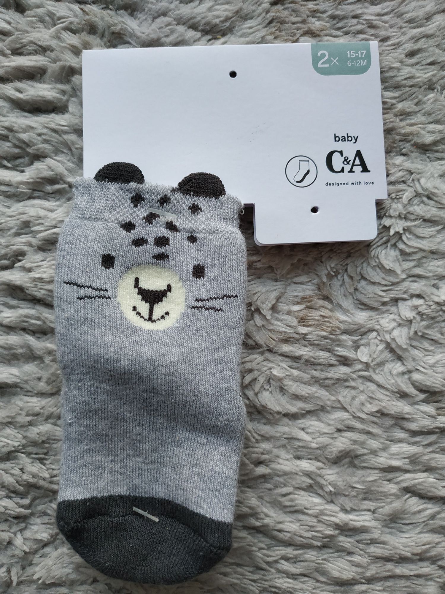 Nowe skarpetki niemowlęce/ABS/unisex/szare/prezent/C&A/r. 15-17