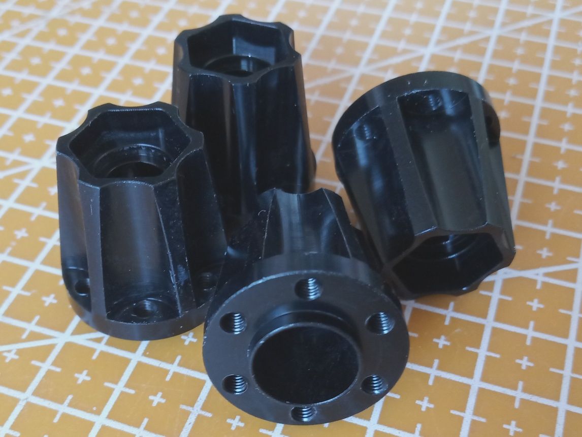 4 adaptery hex 12x22mm do aluminiowych felg beadlock 1.9" 2.2" TRX SCX