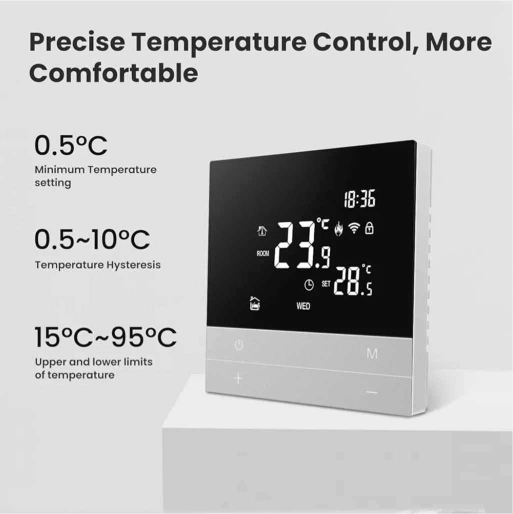 Termostat dotykowy ogrzewanie podłogowe Smart WiFi App WT300-16A szkło