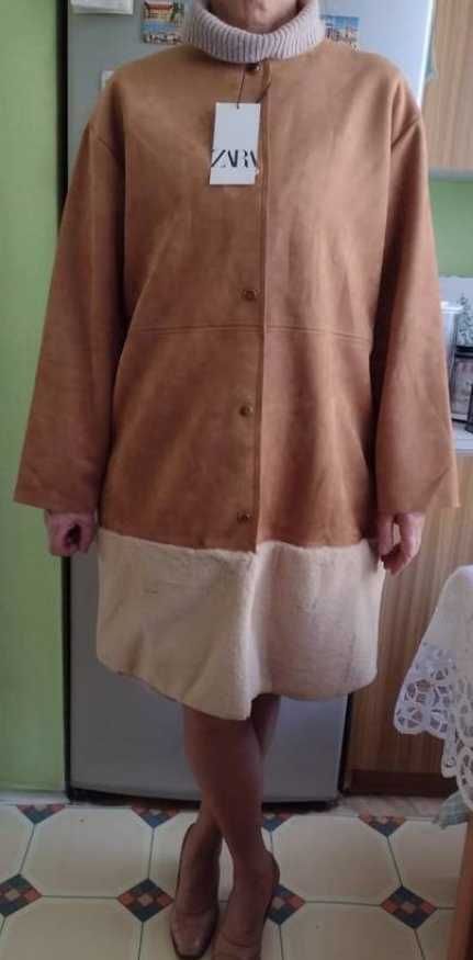 (40/L) ZARA/ Płaszcz z futerkiem z Madrytu, kożuszek, kurtka, NOWA