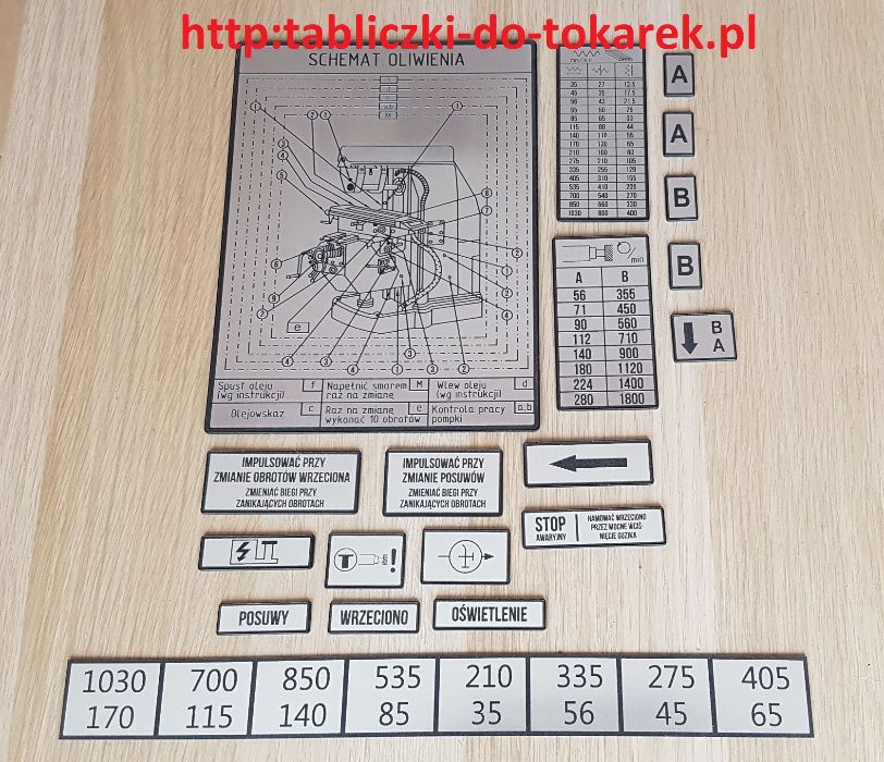 Frezarka FWC 25 Tabliczka Tabliczki Tabela Obrotów