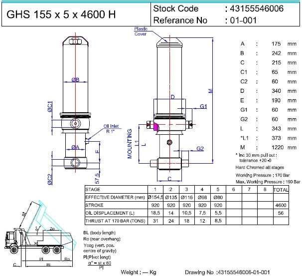 Гідроциліндр фронтальний GHS 155-5-4600 H