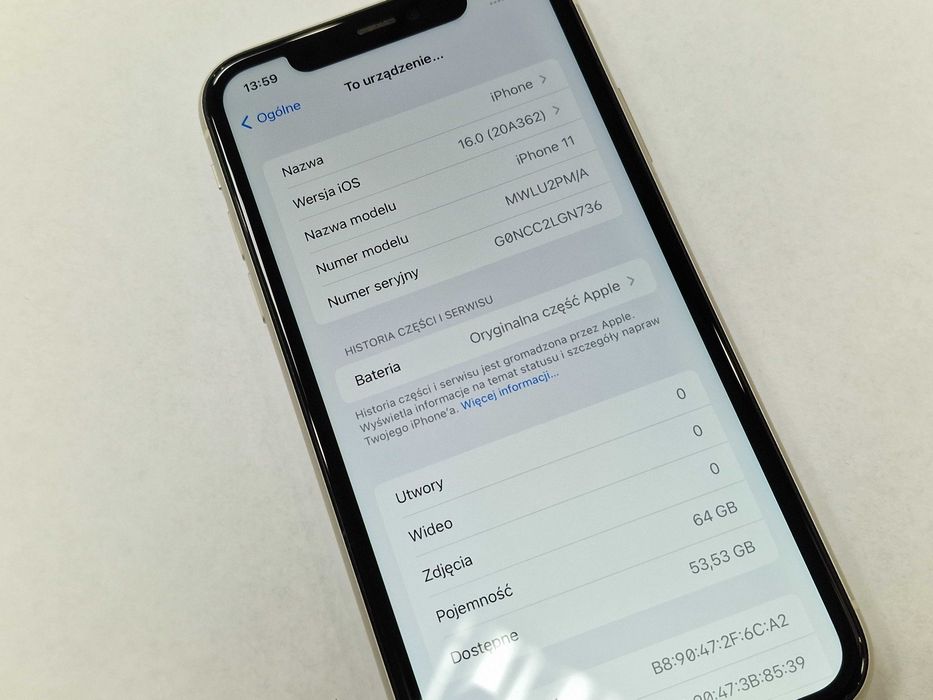 Iphone 11 64GB/ White/ Biały/ Bateria 100%/ Gwarancja/ Grade A- + łado