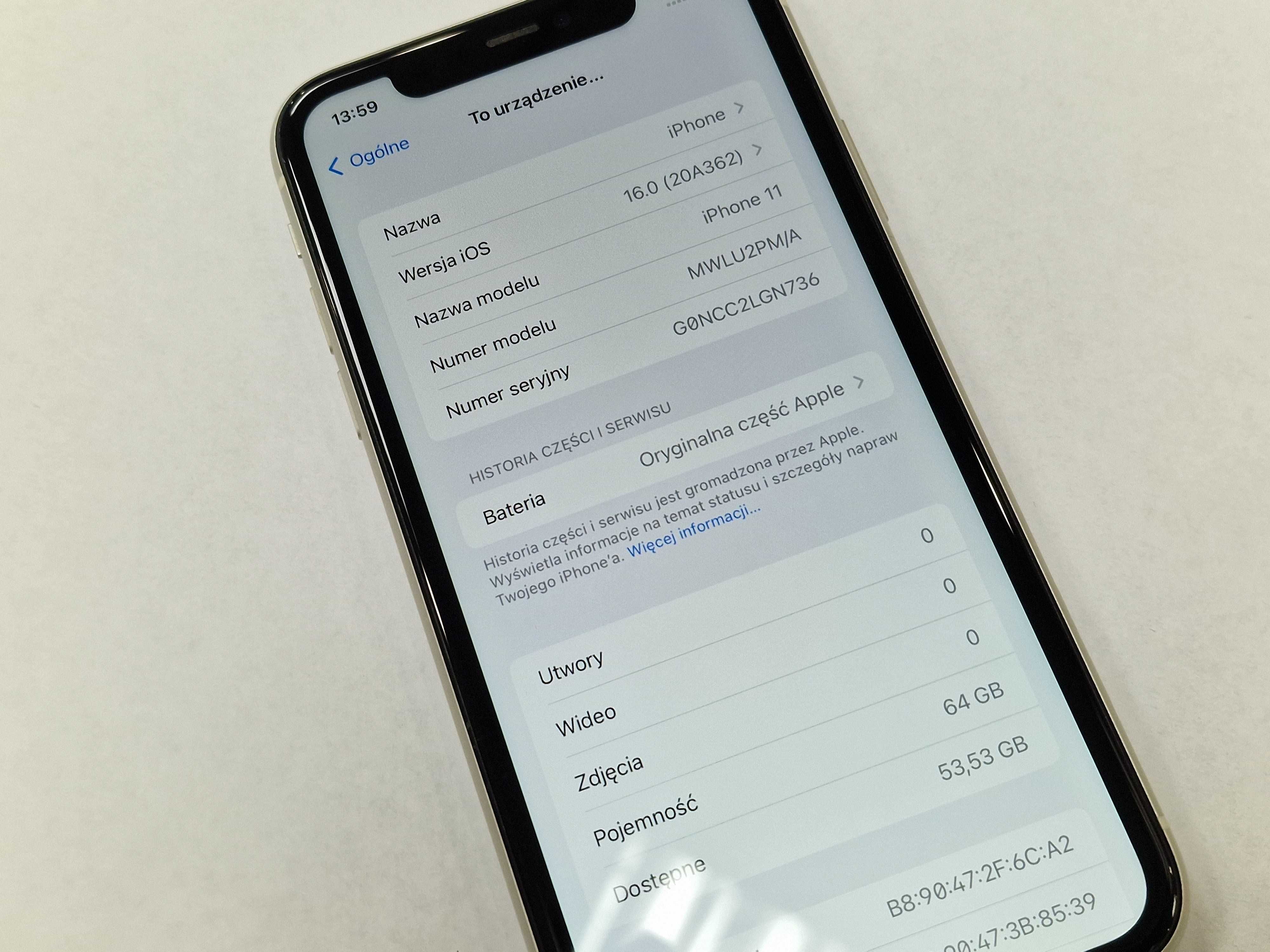 Iphone 11 64GB/ White/ Biały/ Bateria 100%/ Gwarancja/ BDB