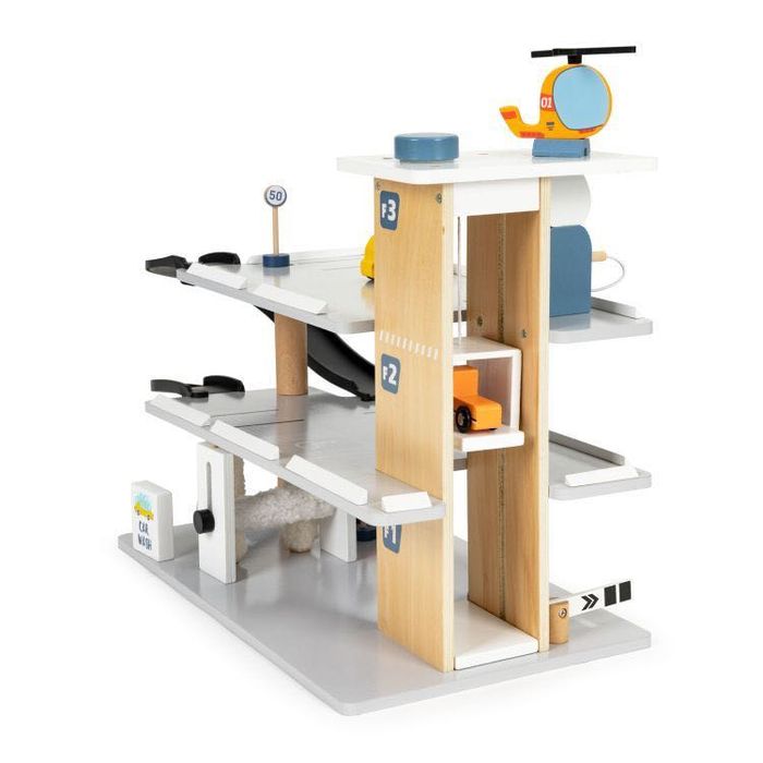 DUŻY Drewniany Garaż • Winda • Samochodziki + HELIKOPTER