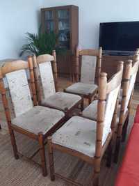 Drewniane krzesła, komplet 6 sztuk, vintage