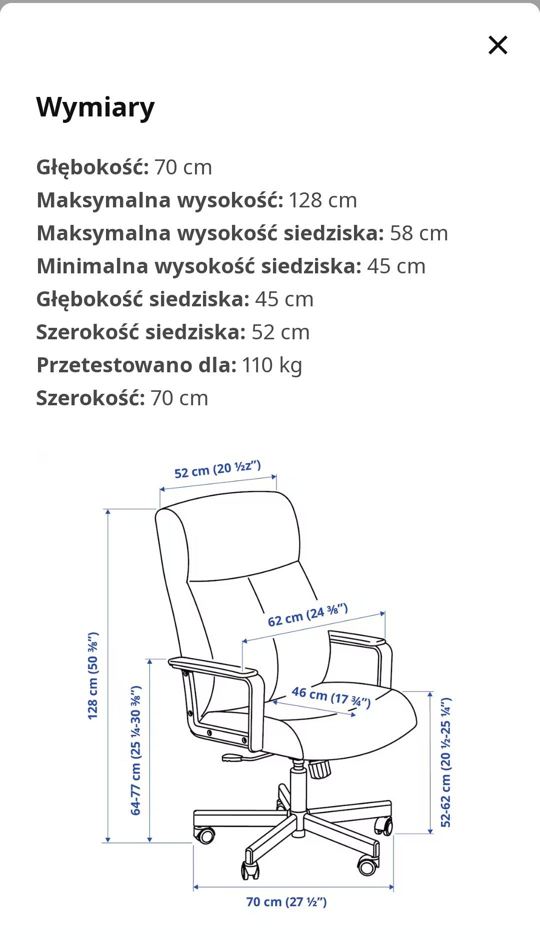 Krzesło obrotowe biurowe z Ikea