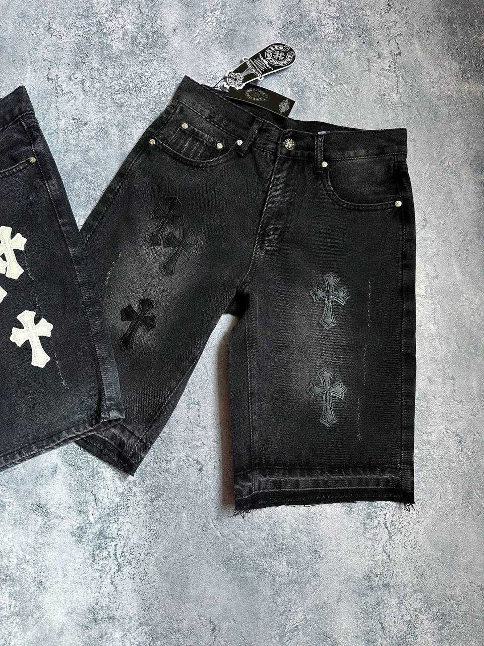 Чоловічі джинсові шорти Chrome Hearts. Чорні, світло-сині, темно-сині