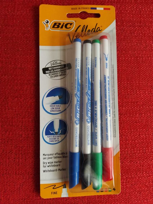 Conjunto de 4 Marcadores BIC de Quadro Branco ponta fina