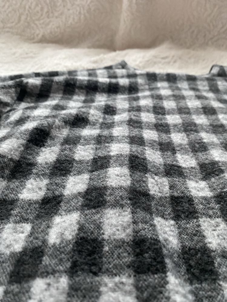Sweter bluzka w kratkę czarny szary Zara 140 cm 9/10 lat ciepły cienki