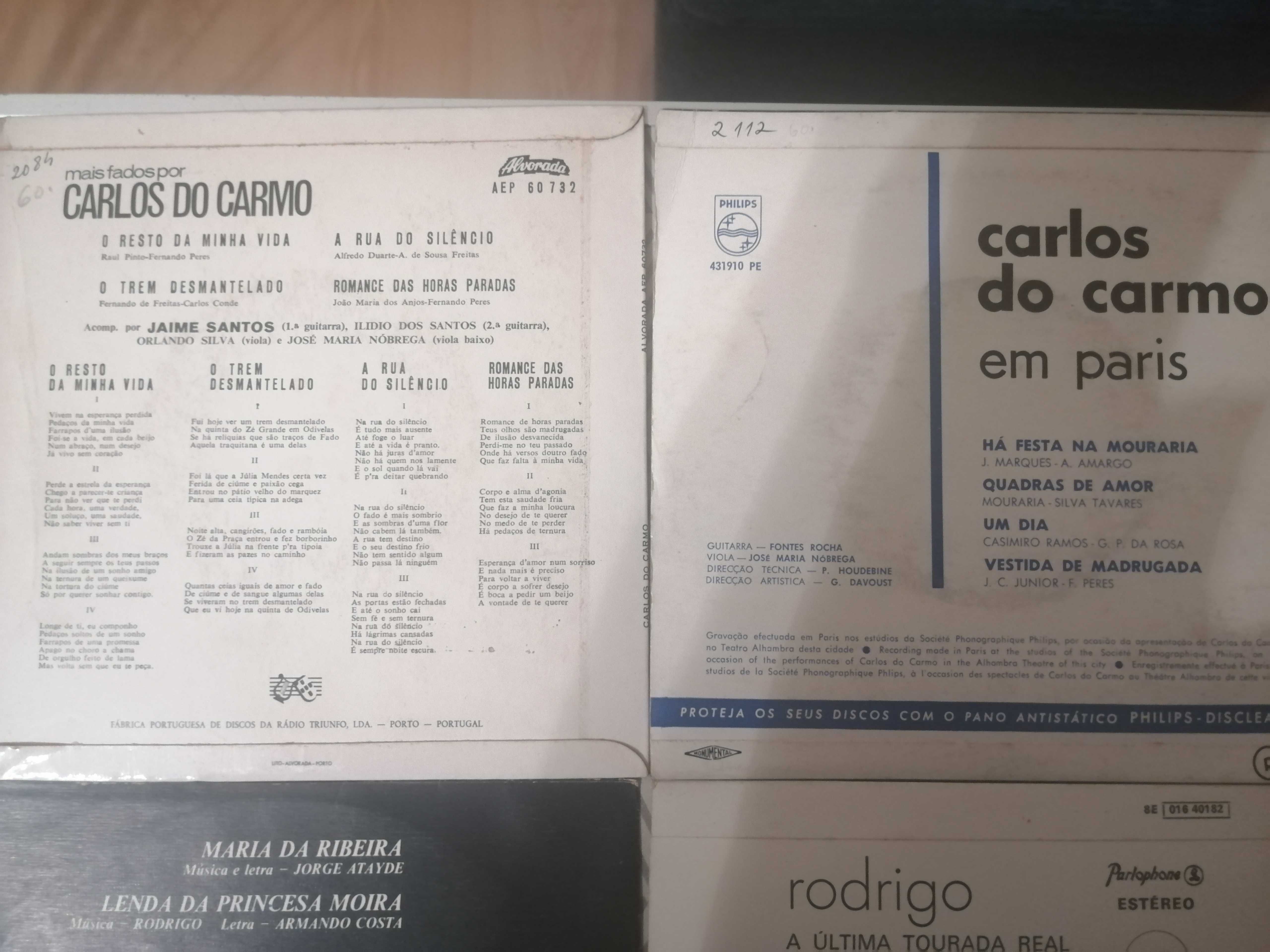 Discos Vinil Maxi Carlos do Carmo, Rodrigo e João Ferreira-Rosa.