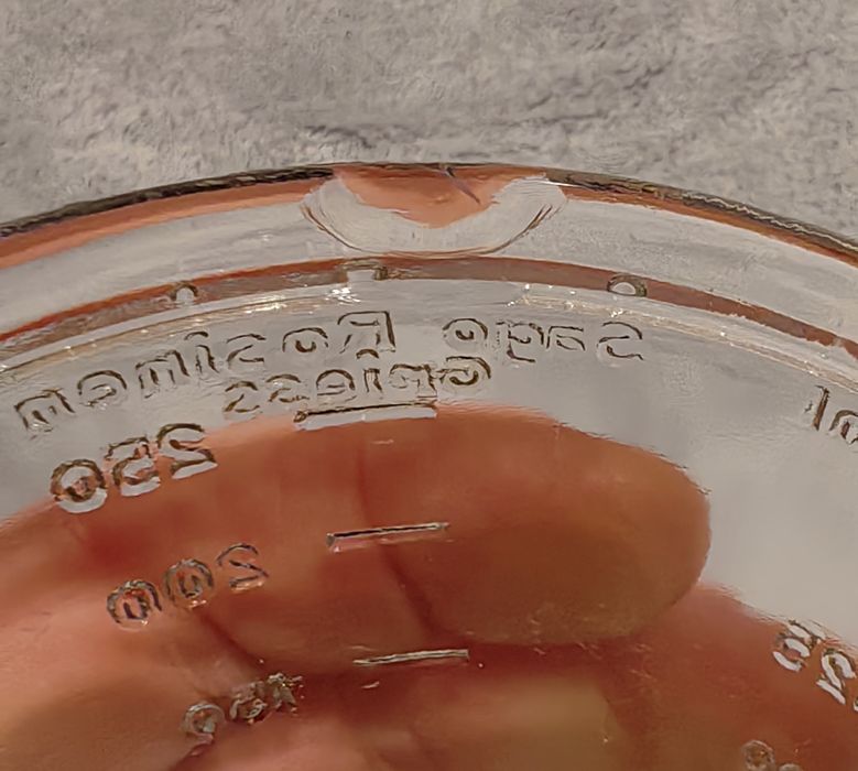 przedwojenna niemiecka szklana miarka kuchenna, dozownik