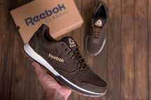 Кроссовки из натуральной кожи, коричневые reebok мужские рибок