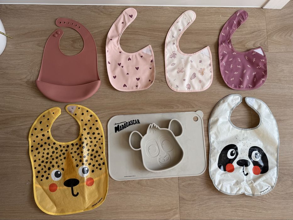 Zestaw śliniaków + mata silikonowa do jedzenia dla niemowlaka