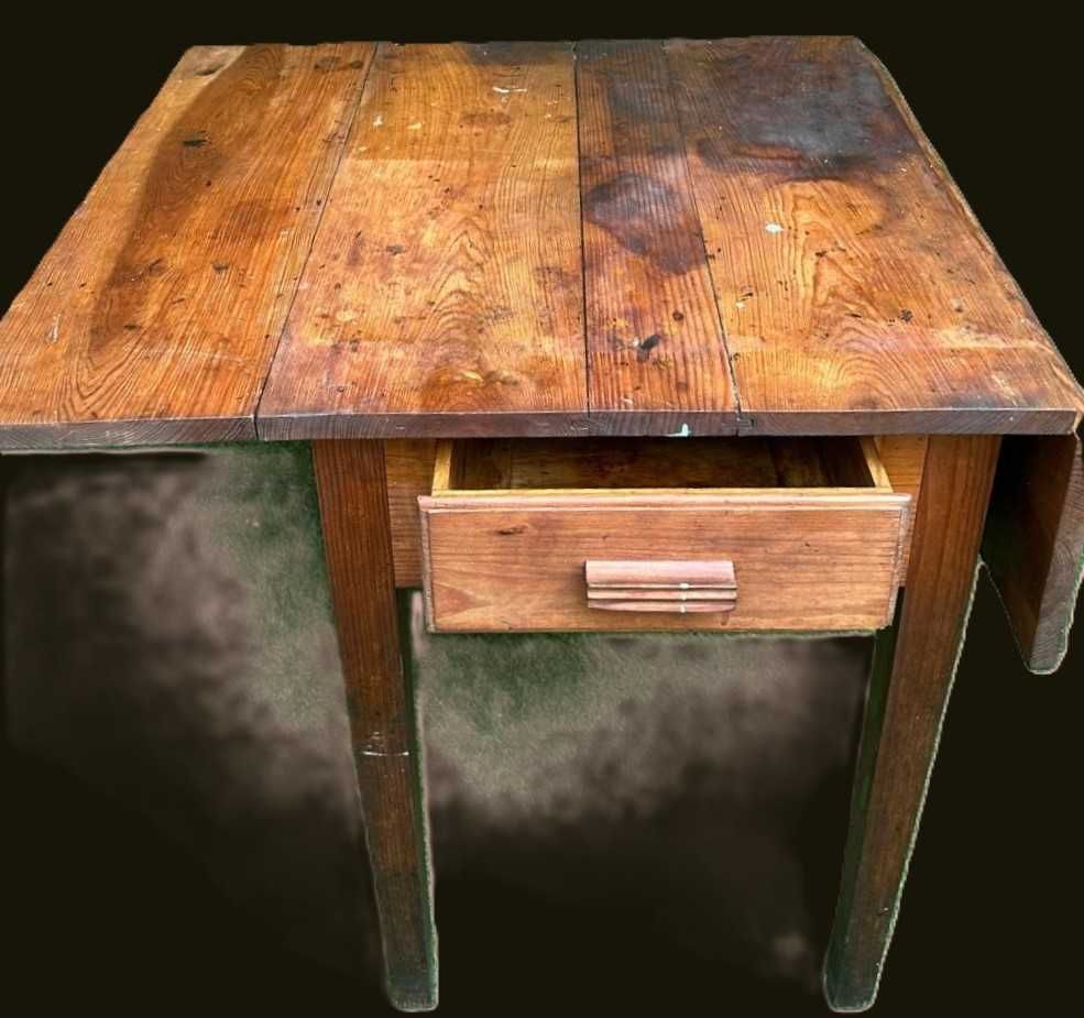 Mesa aniga em pinho com abas rebativeis individuais, antiguidade