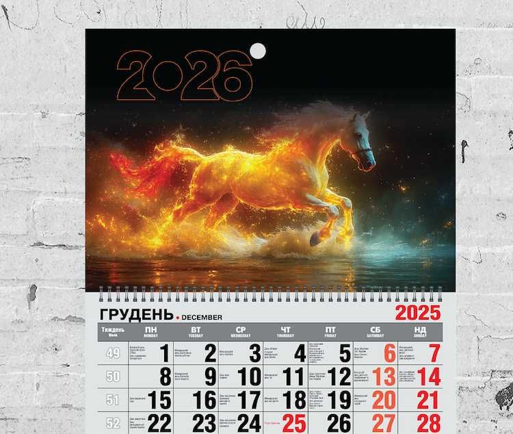 Календар настінний на 2026 рік -  "Рік Вогняного Коня №2"