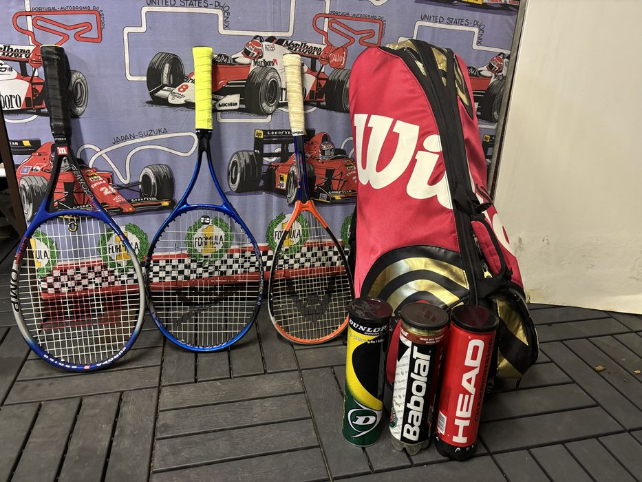 Saco de tenis e 2 raquetes de tenis, mais 1 squach