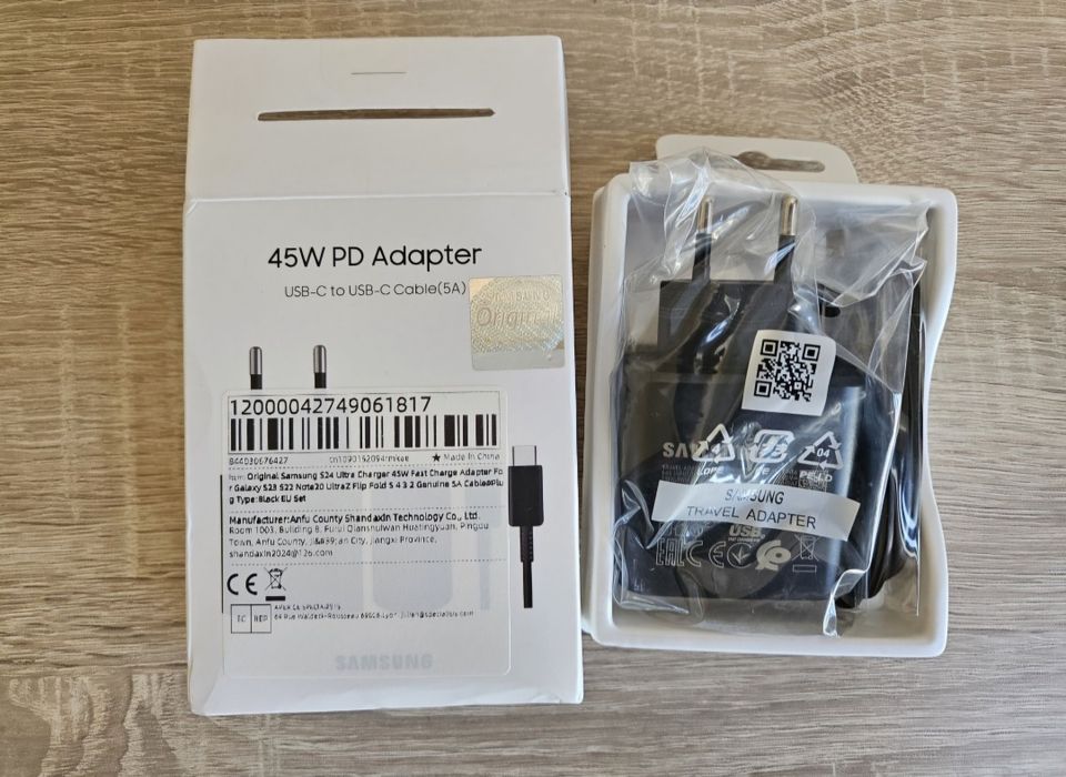 Ładowarka Samsung 45W + kabel 5A czarna ! Nowa !