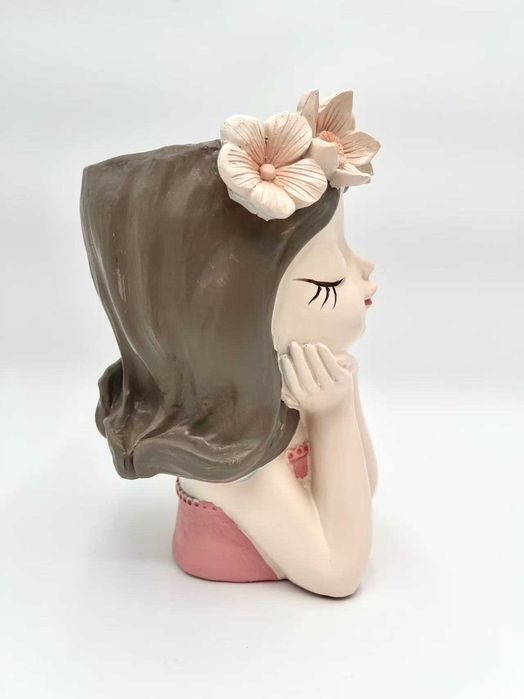 Duża doniczka 27 cm figurka dziewczynki z żywicy dekoracyjna osłonka