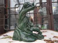 Stara duża figurka jadeit kot i pies wazon nefryt