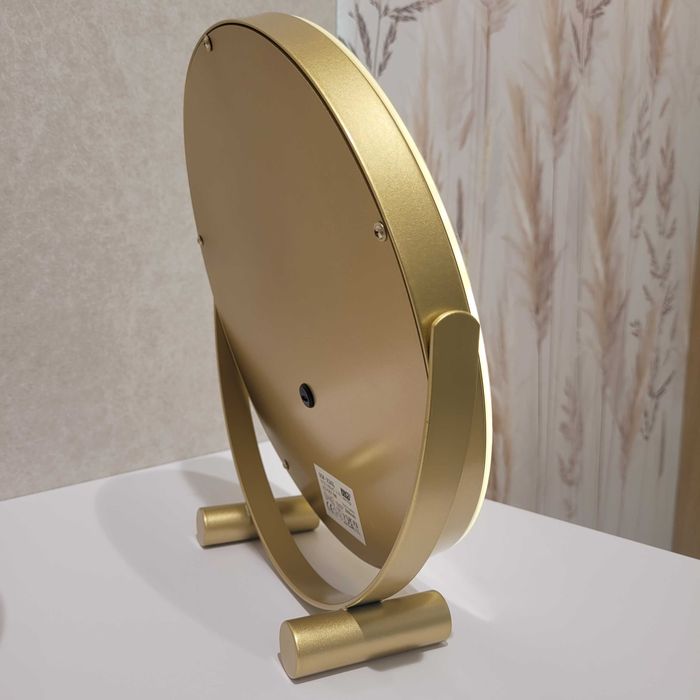 Okrągłe lusterko kosmetyczne 3 odcienie LED USB C złoto szczotkowane