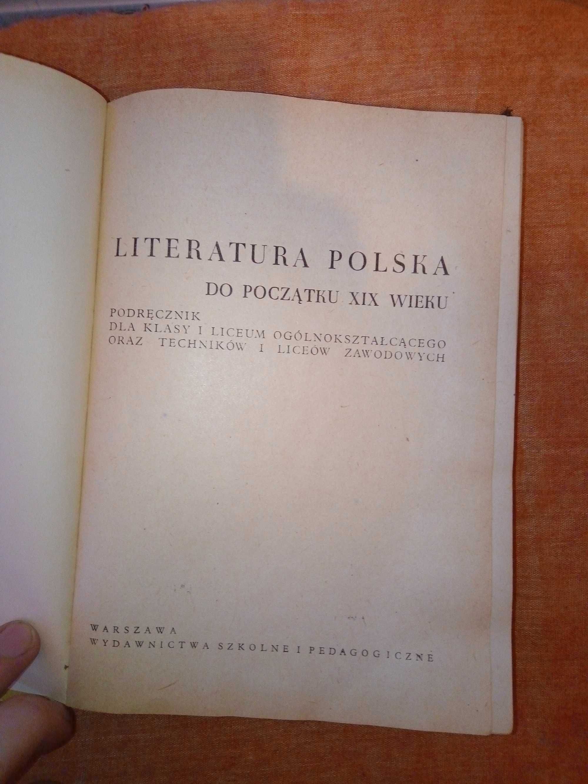 Literatura Polska do początku XIX wieku (1977) WSiP