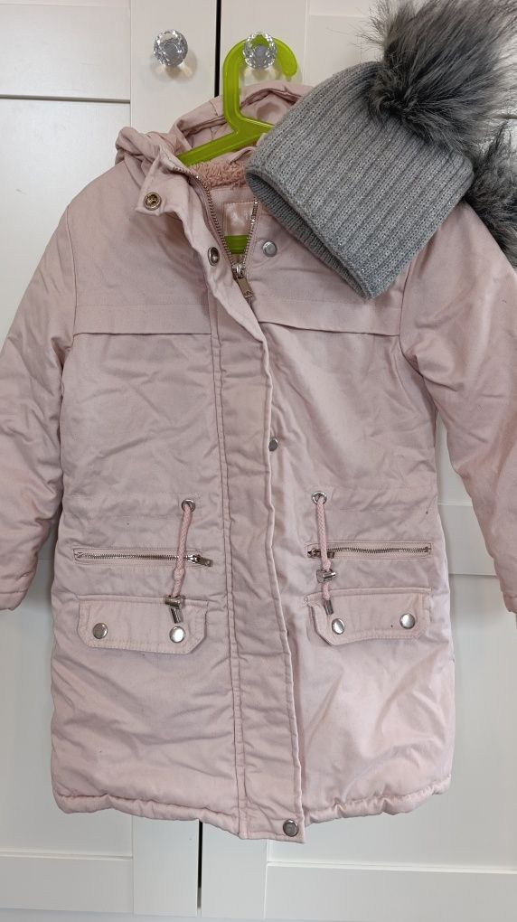 Reserved ciepła kurtka parka i czapka 122