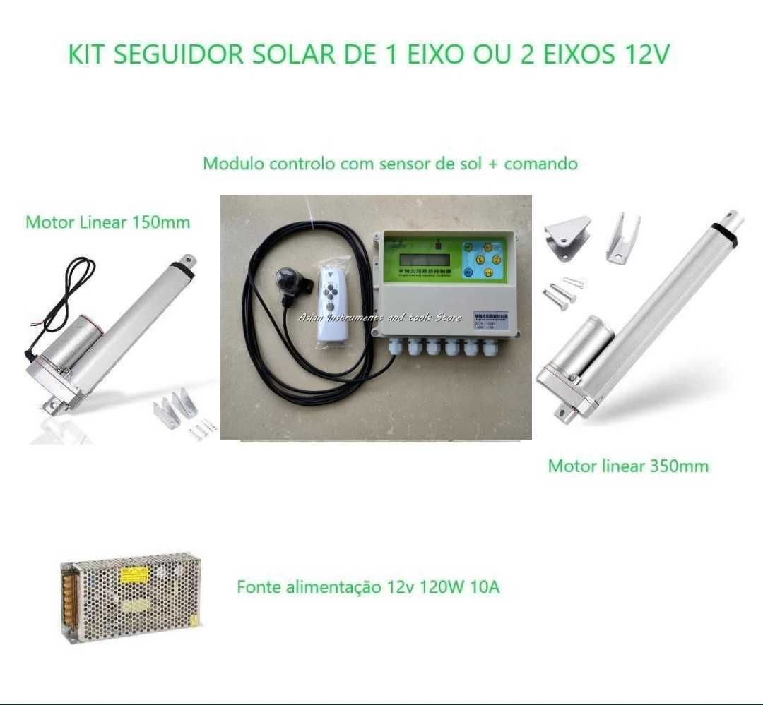 Kit Seguidor Solar 1 Eixo ou 2 Eixos 12v/24v