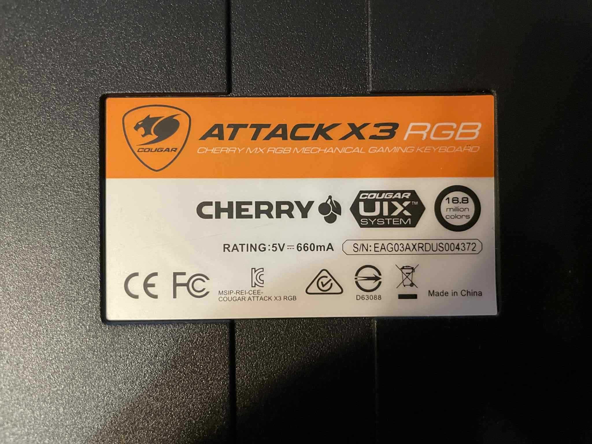 Klawiatura mechaniczna Cougar Attack X3 RGB