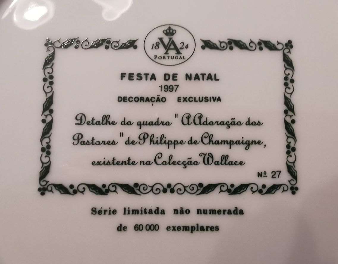 Pratos Natalícios Vista Alegre 1997/03