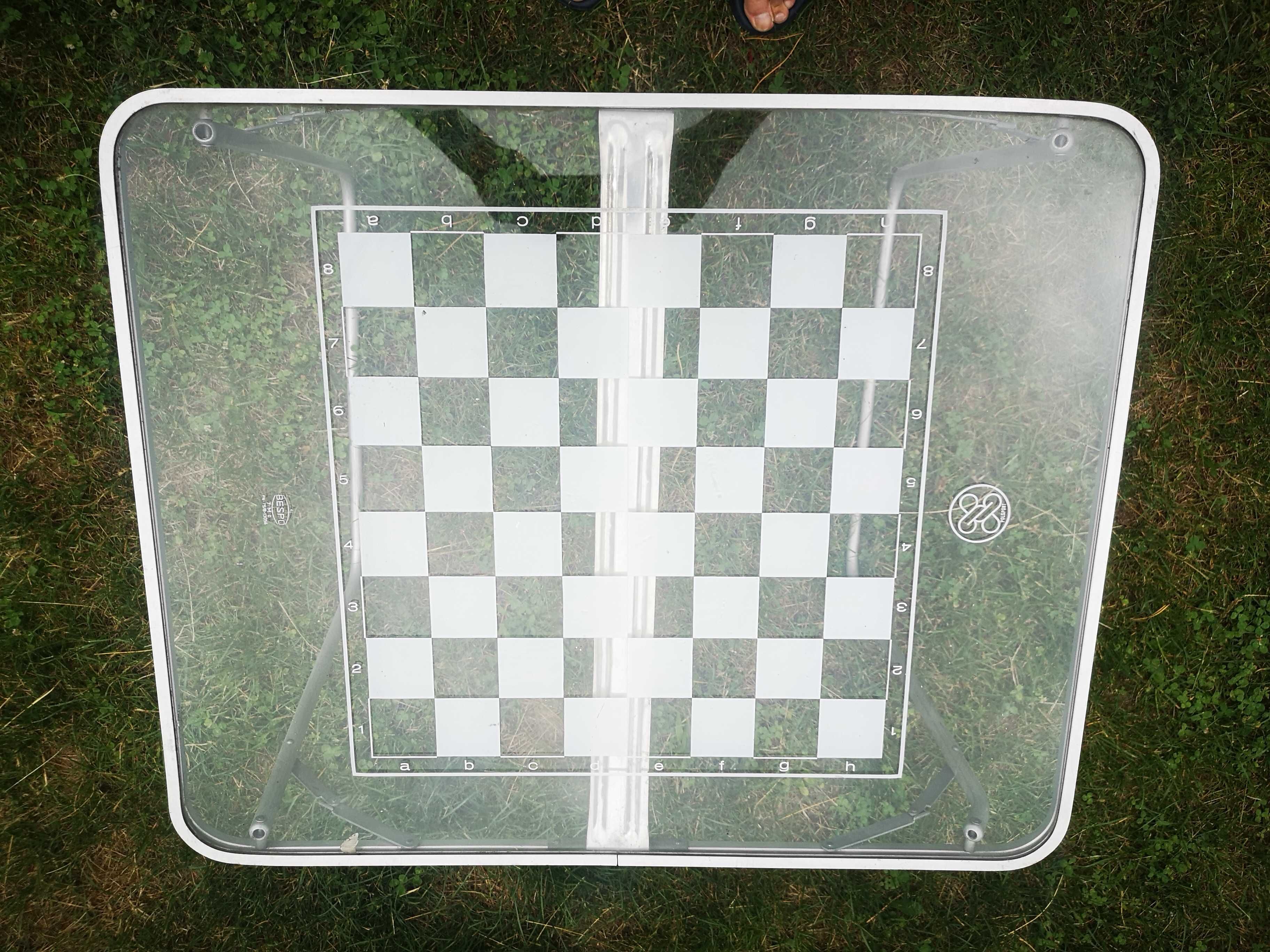 Stolik szklany do szachów składany