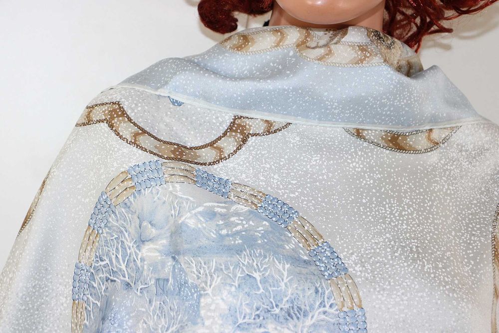 ESCADA Piękna Jedwabna Chusta Apaszka Jedwab 100% 90x92