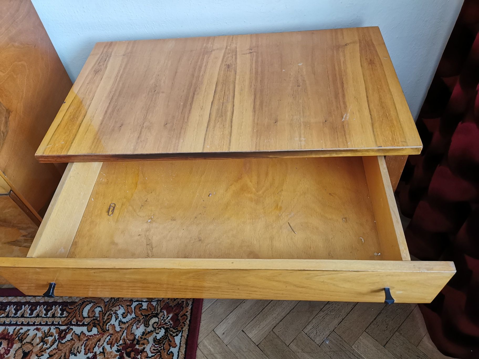stół stolik z szuflada  pod TV PRL  vintage