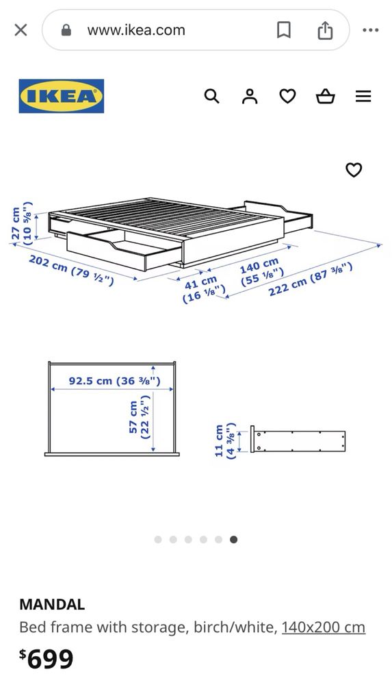 *NOVO PREÇO* Cama casal madeira maciça 4 gavetões Ikea Mandal