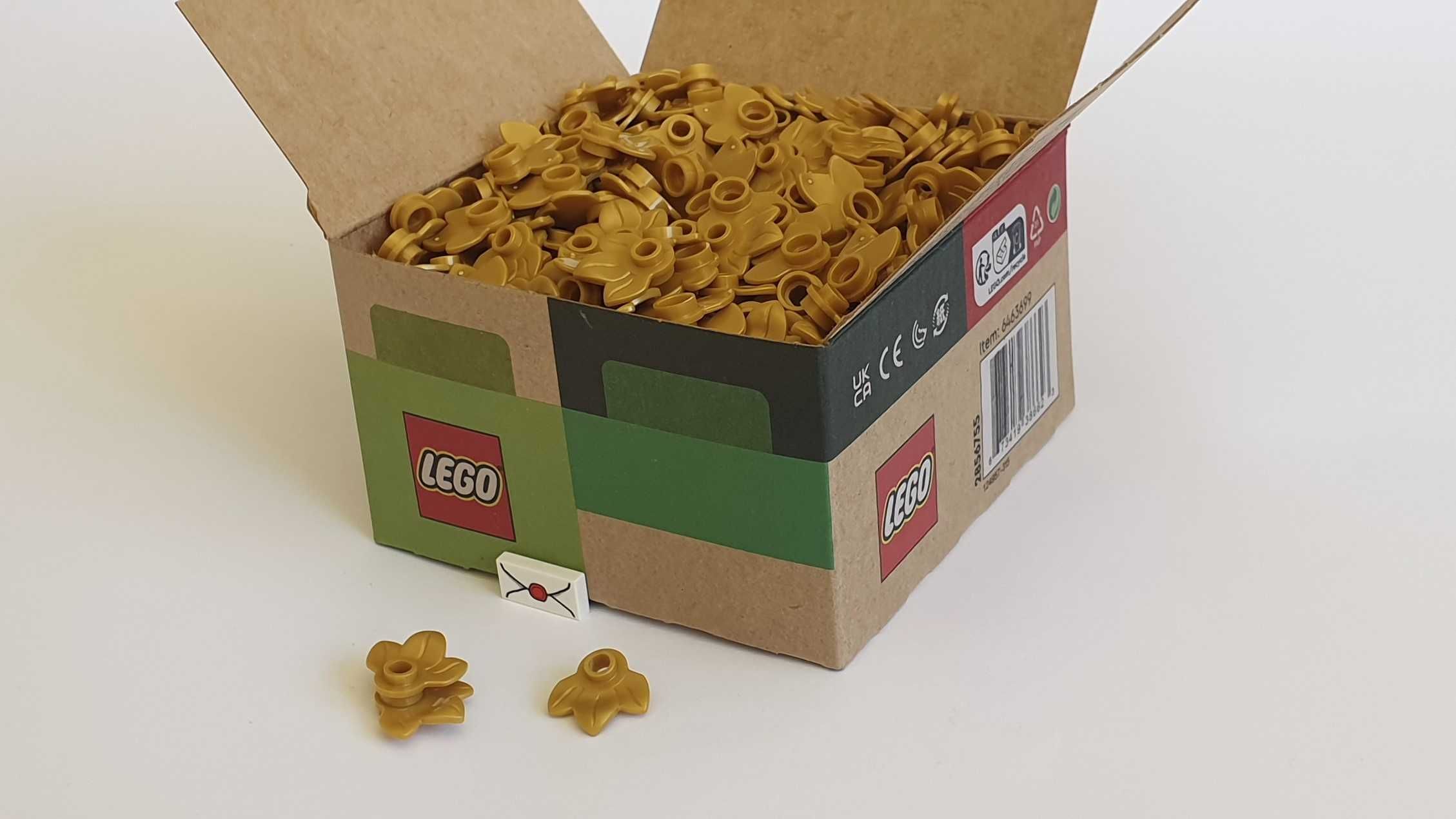 Pudełko klocków, 700 szt klocek roślina, złoty liść 1x1, LEGO 32607