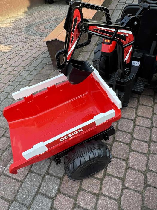 TRAKTOR na Akumulator z przyczepką Dla Dzieci 400W 24V Koparka Ciągnik