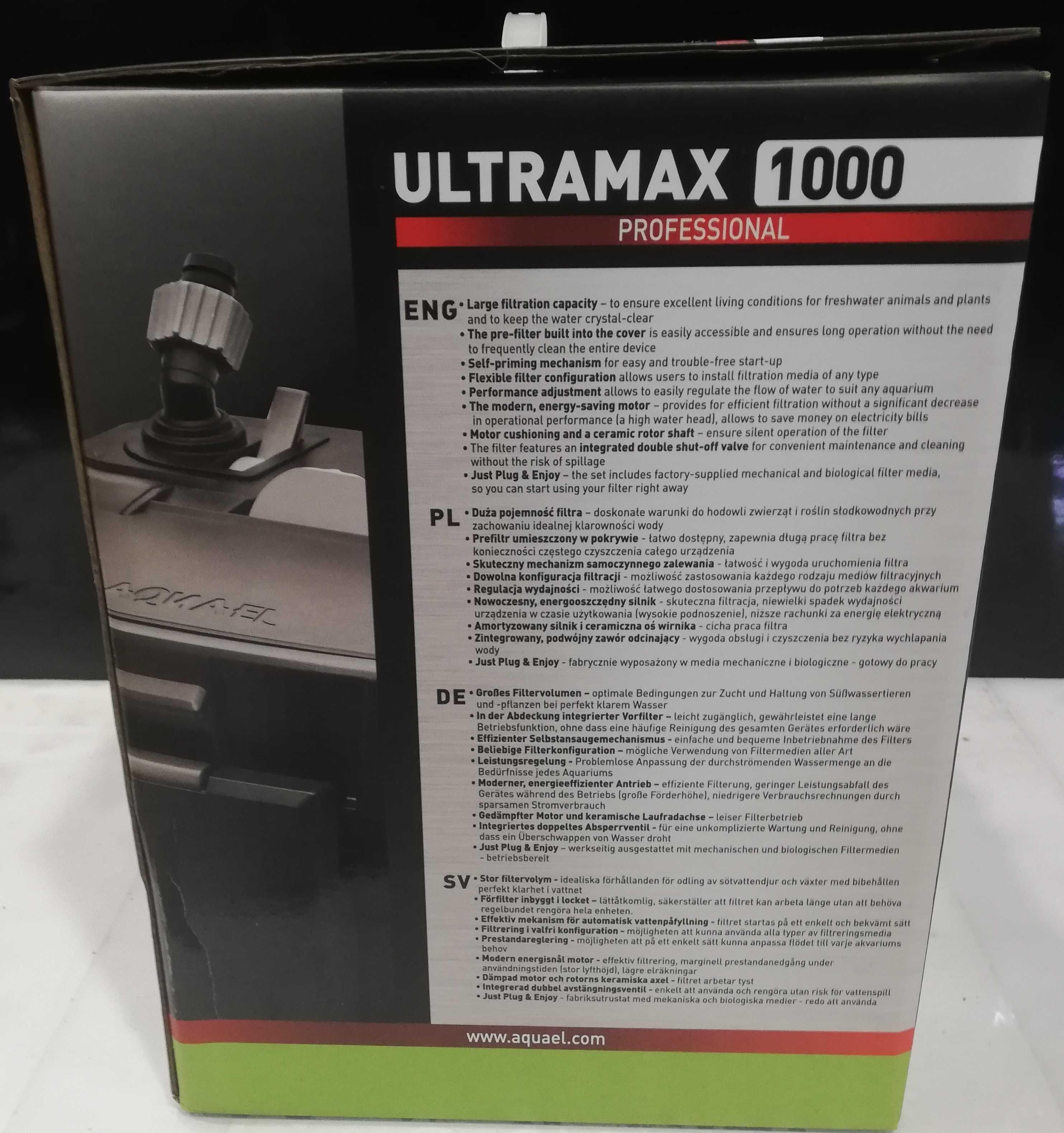 Aquael ULTRAMAX 1000 - Filtr Kubełkowy z prefiltrem - AQUASZOP