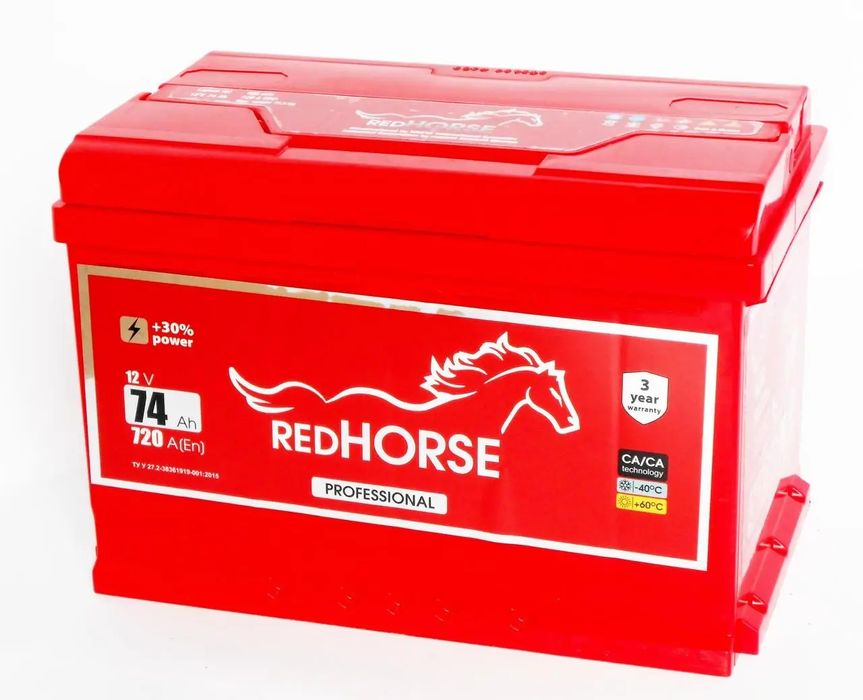Акумулятор автомобільний RED HORSE 74 Ah (R+) (720А) батарея