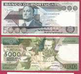 Notas de Portugal  3 Notas de 5.000 Escudos ch1-ch2A e ch3
