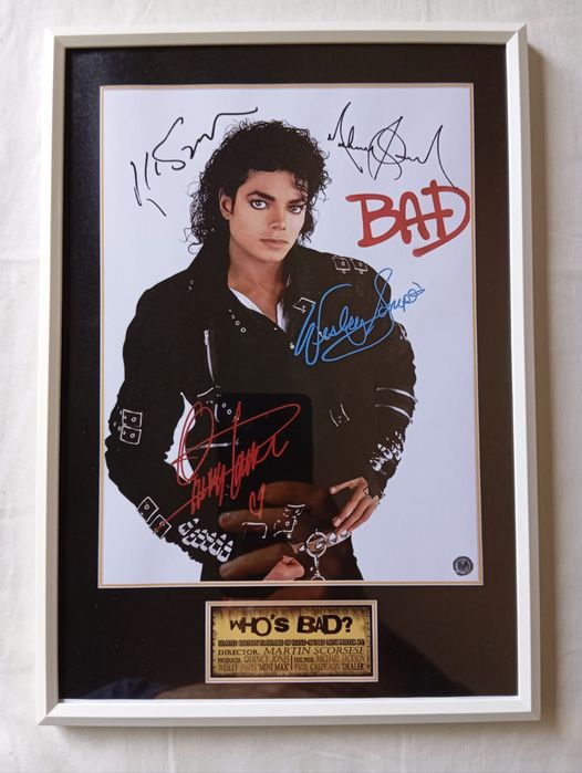 Moldura Michael Jackson Bad com Autógrafos (A4)