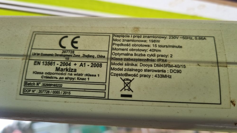 Markiza tarasowa sterwanie elektryczne
