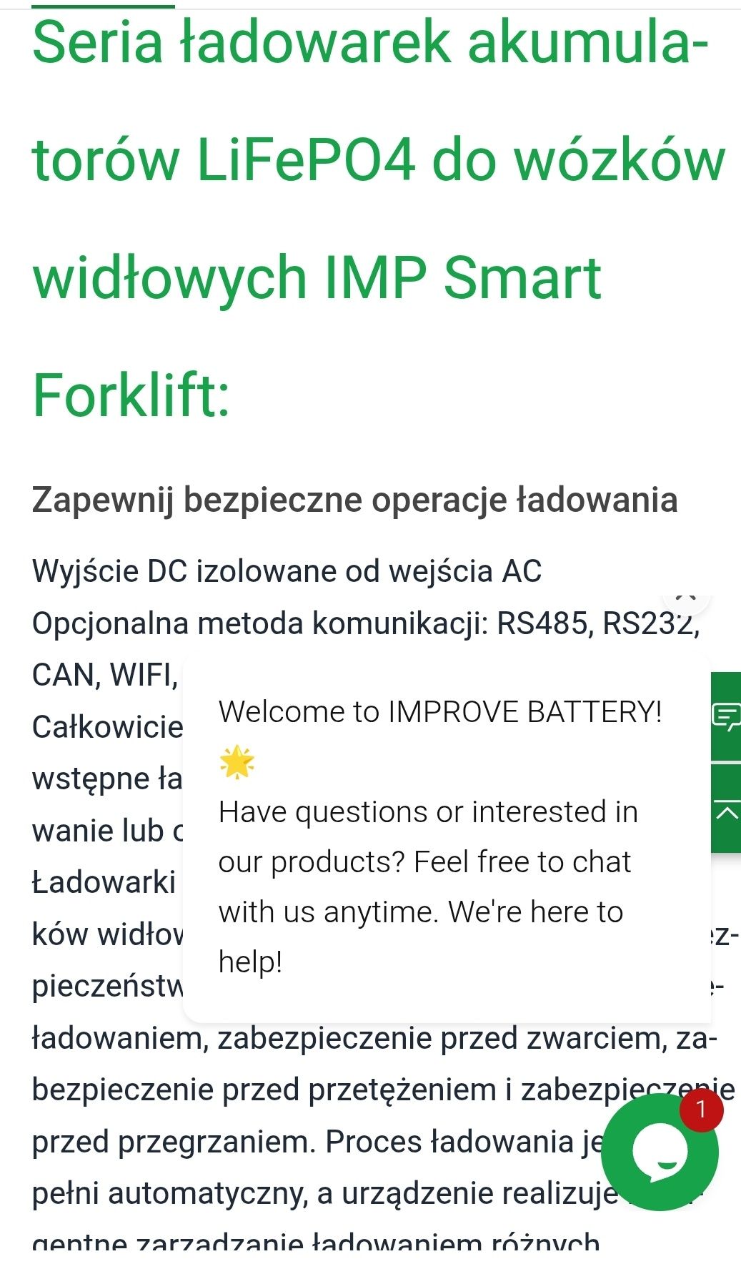 Ładowarka do wózków widłowych, baterii.