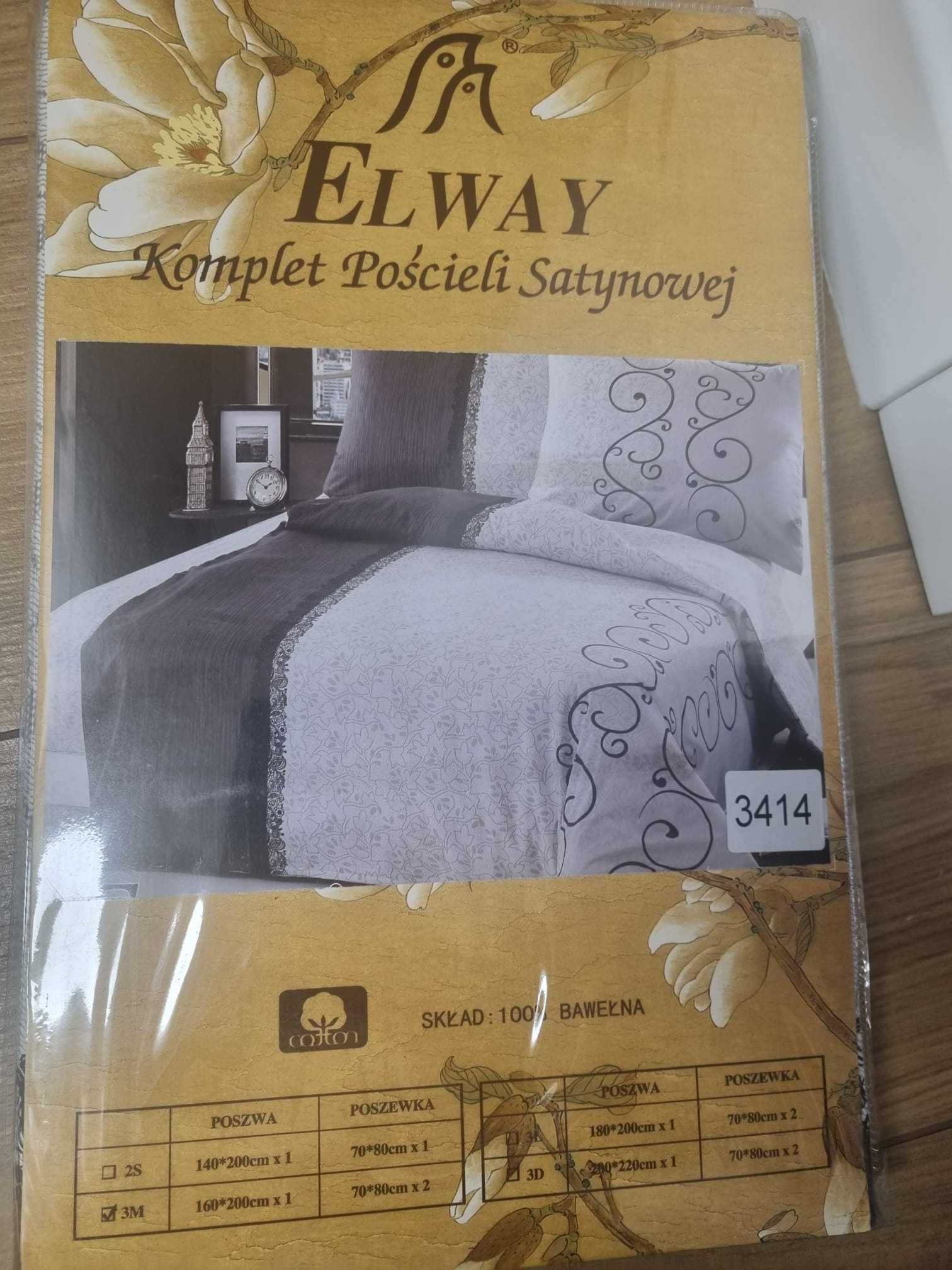 Nowy komplet pościeli satynowej ELWAY 3414 wymiar 160x200 i 2 x 70x80