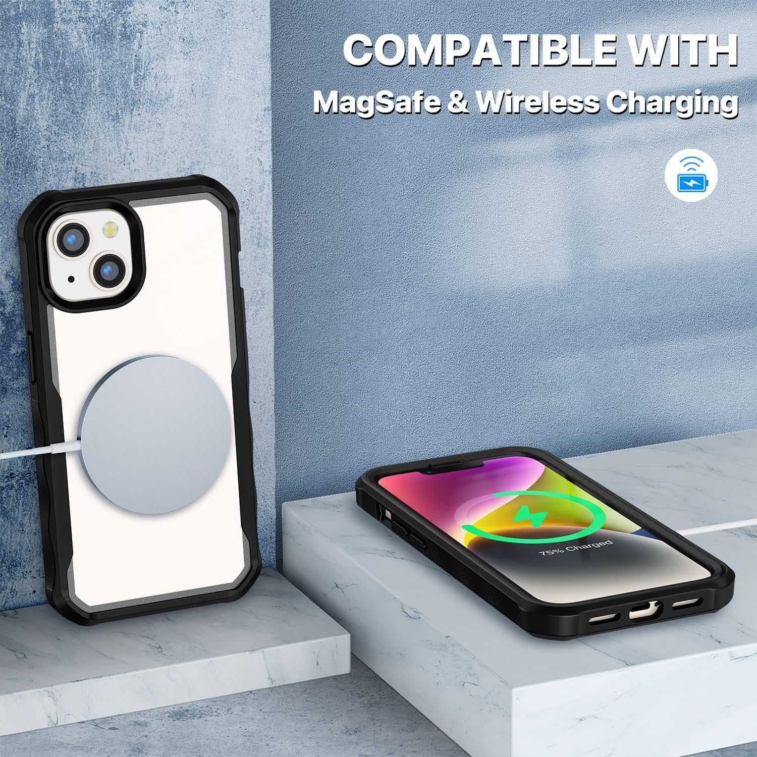 CENHUFO etui 360 iPhone 13 iPhone 14 pancerne 1x szkło na aparat