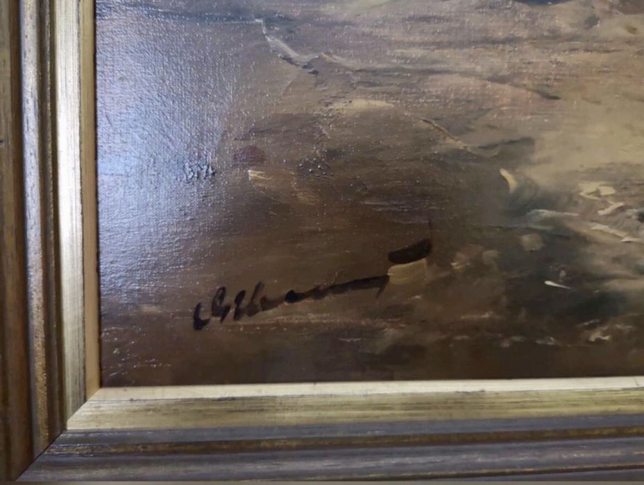 Obraz olejny „konie uciekajace z pozaru” Gerhard Dickmeis rzadkość!